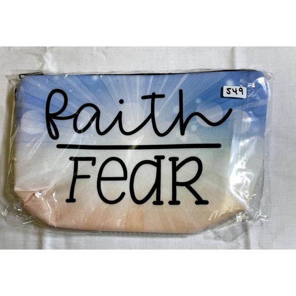 The Pouch Handbags - The Pouch Faith Over Fear Pouch Womens Small Blue White‎ Peach New Inspirational